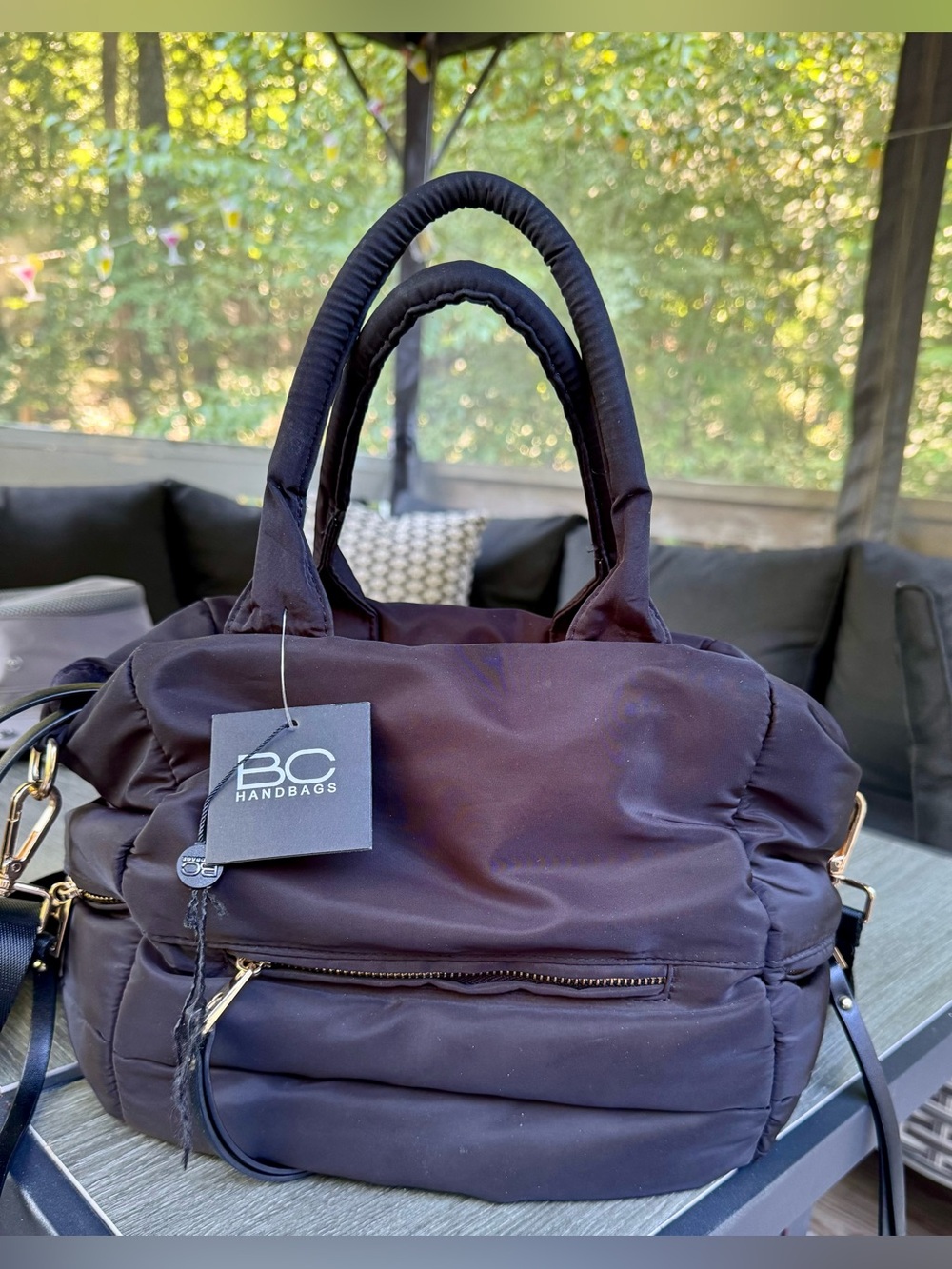 Black Puffer Shoulder Bag W/detachable crossbody Strap- NWT